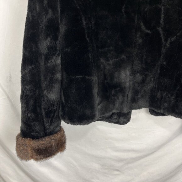 Regal Faux Fur Black and Brown Fuzzy Short Jacket Womens Size XS - Picture 9 of 13